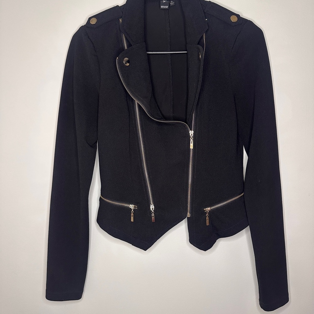 Windsor Black Asymmetrical Fabric Jacket